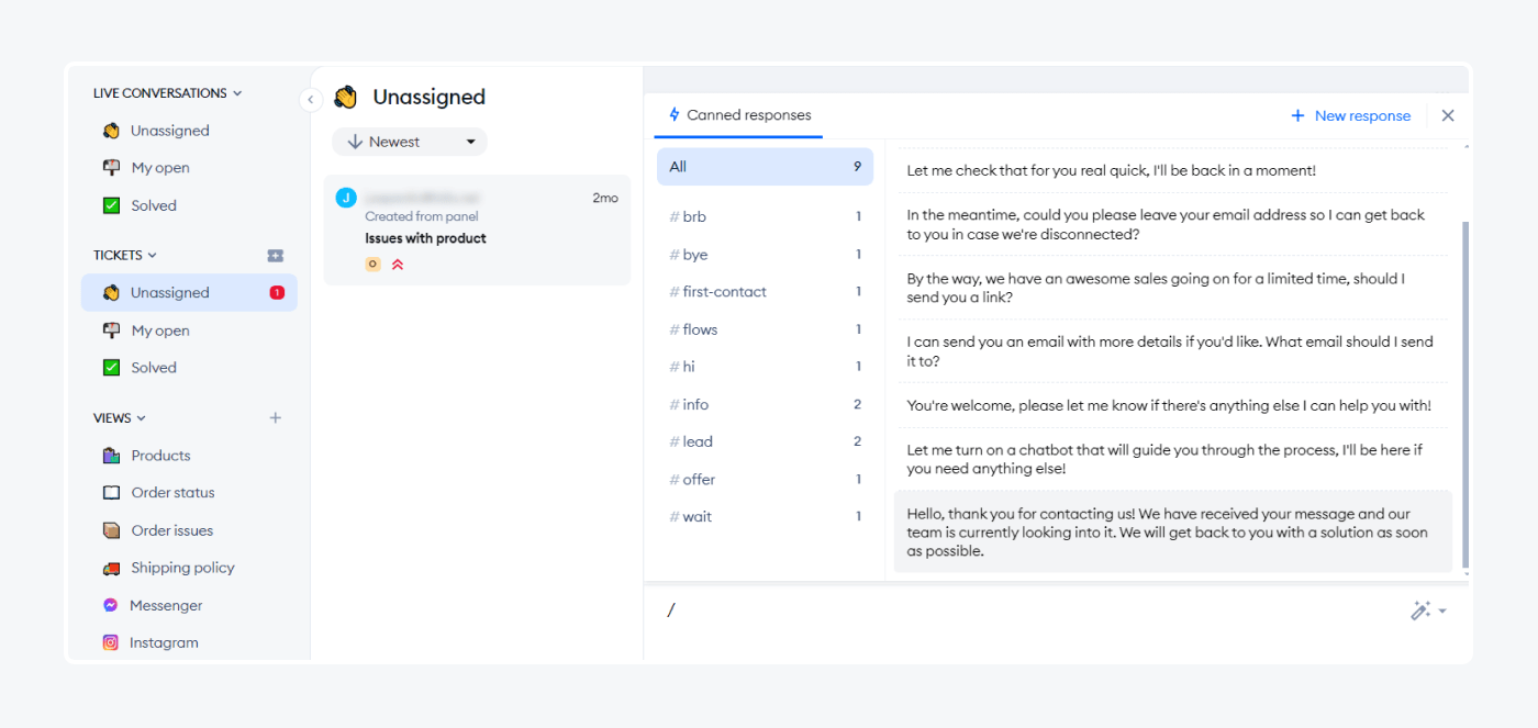 Help desk response templates