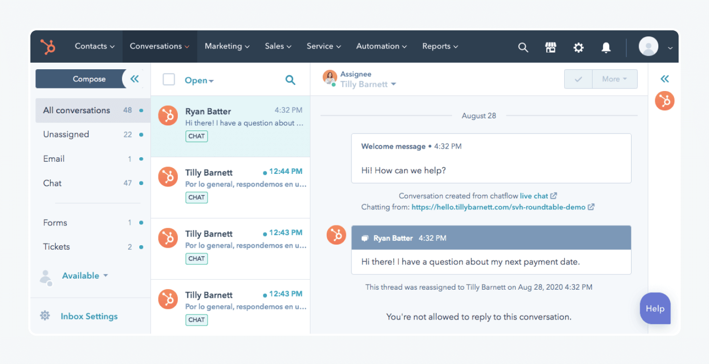 hubspot user panel view