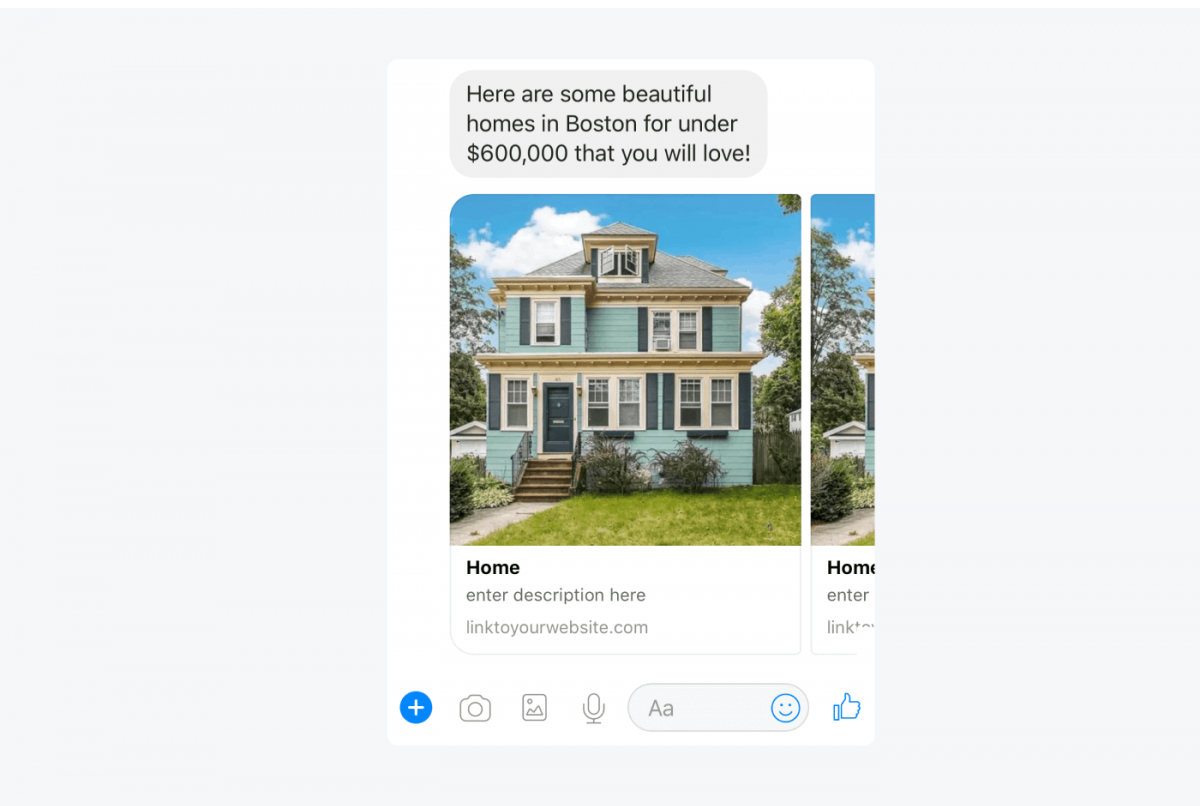 customer.ai's facebook bot example