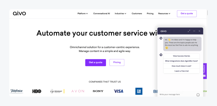 Aivo landing page screenshot