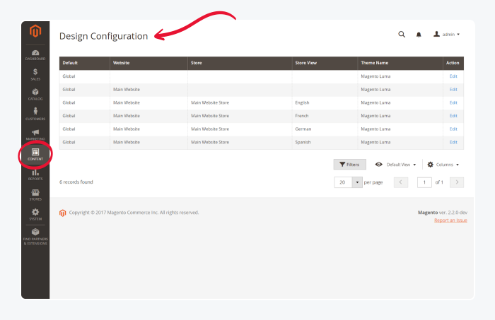 design configuration in magento