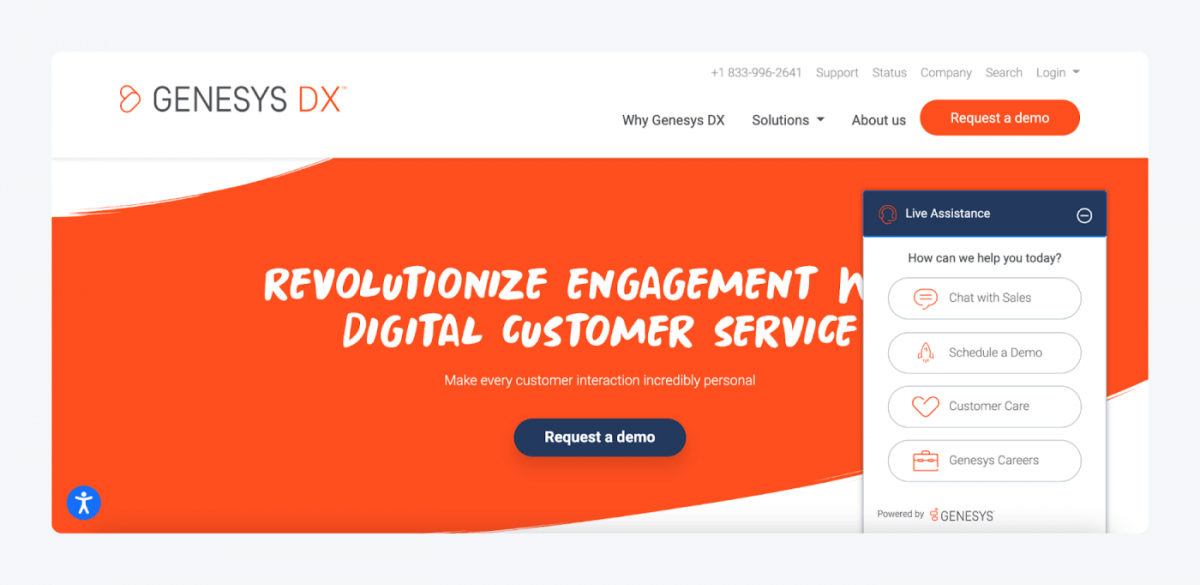 Genesys DX landing page screenshot