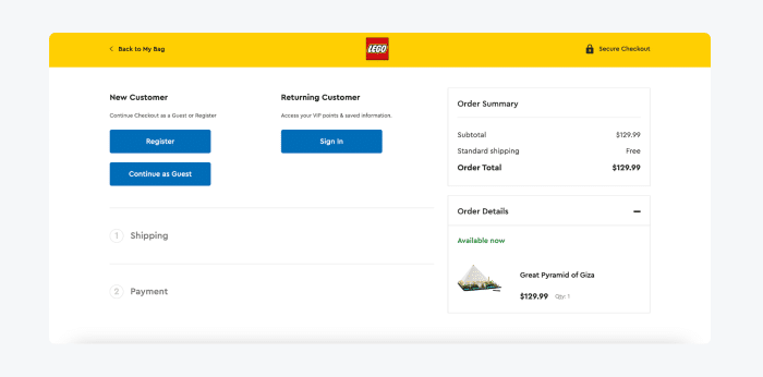 Issues with the checkout process Lego's approach