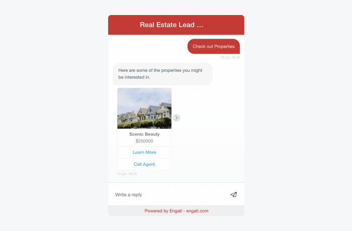 real estate chatbot engati