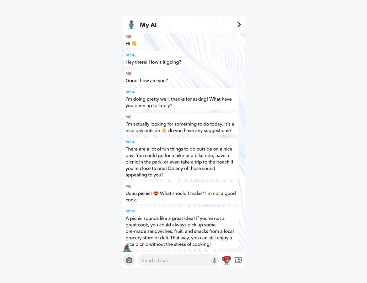 Snapchat My AI example