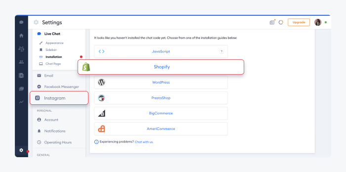 Settings section in Tdio Panel